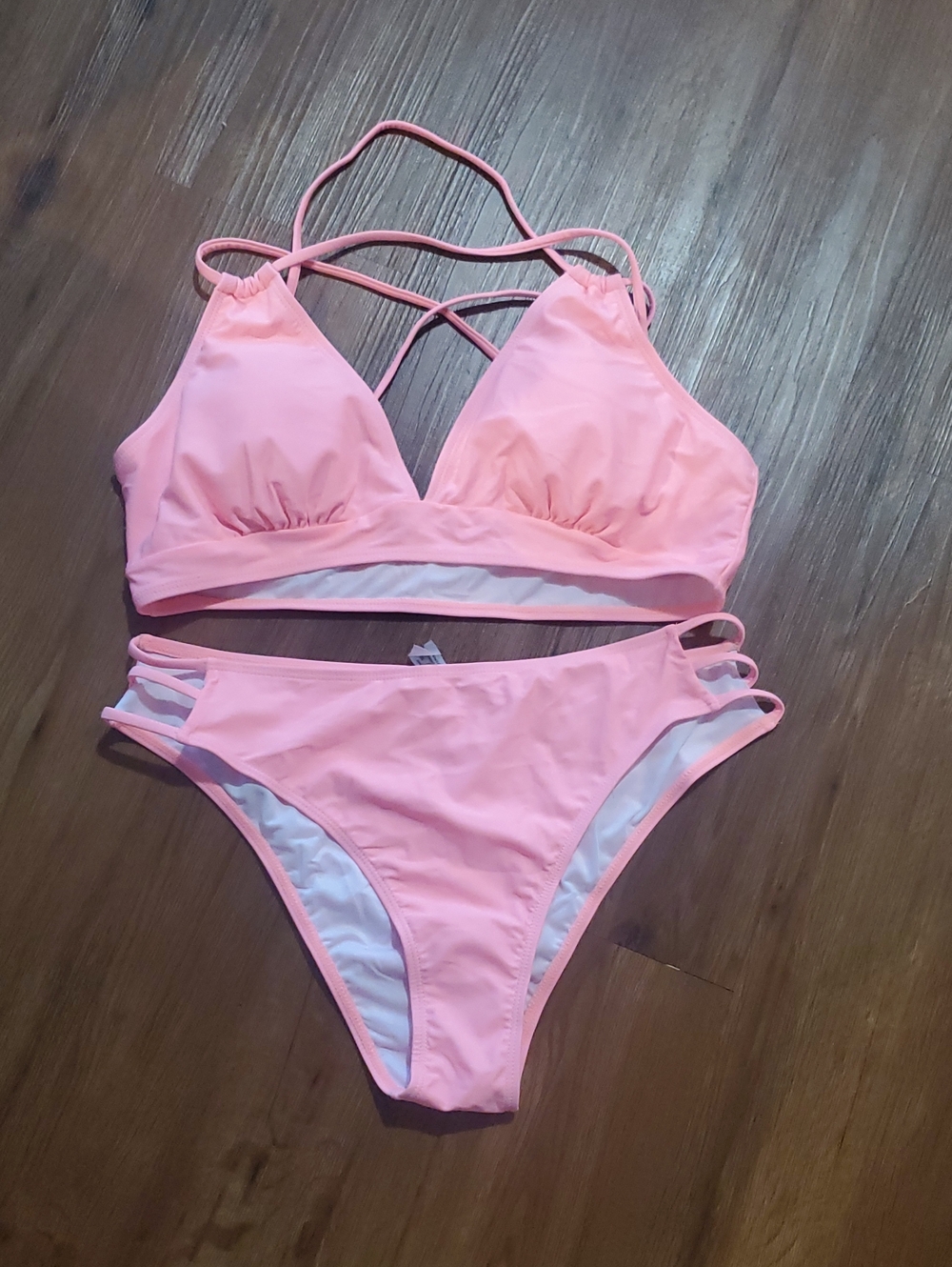 Pink Strappy Bikini Set
